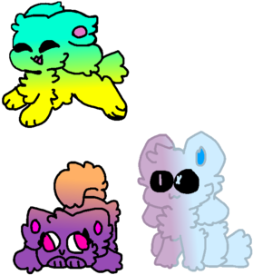 My Three Little Kittydogs By Kawaii Apple Chan - Cartoon (400x364)