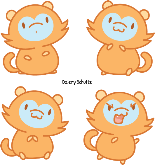 Chibi Golden Snub-nosed Monkey By Daieny - Golden Snub Nosed Monkey Drawing (570x600)