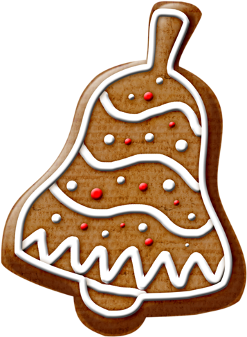 Christmas Gingerbread Bell Cookie Clip Art - Cartoon (370x500)