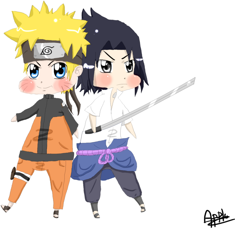 Naruto And Sasuke By Applelove-chan - Cartoon (1024x768)