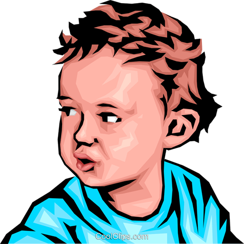 Baby Boy Royalty Free Vector Clip Art Illustration - Vector Face Baby Realistic (480x479)