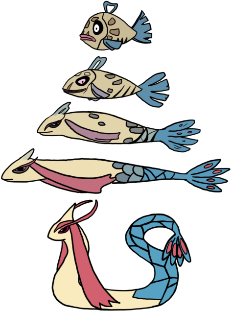 Feebas Evolution - Feebas To Milotic (500x669)