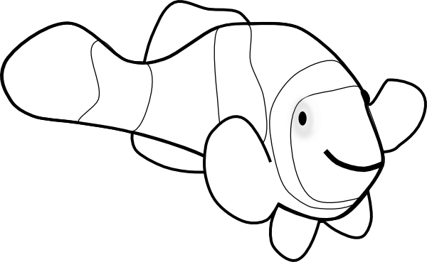 Clownfish Clown Fish Outline Clip Art At Vector Clip - Clip Art (600x369)