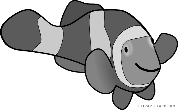 Clownfish Clipart Fishblack - Fish Clip Art (600x370)