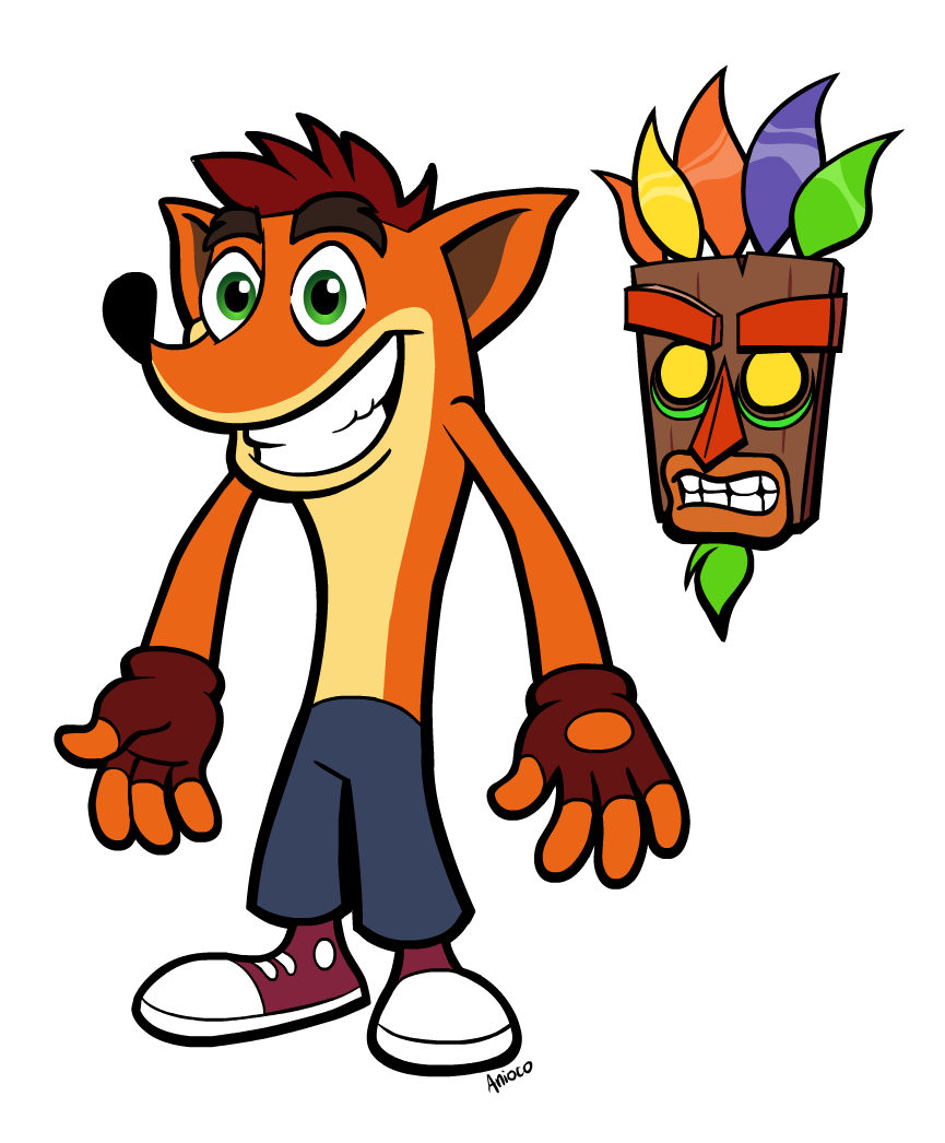 Crash Bandicoot And Aku Aku By Anioco - Como Desenhar Crash Bandicoot (865x1046)