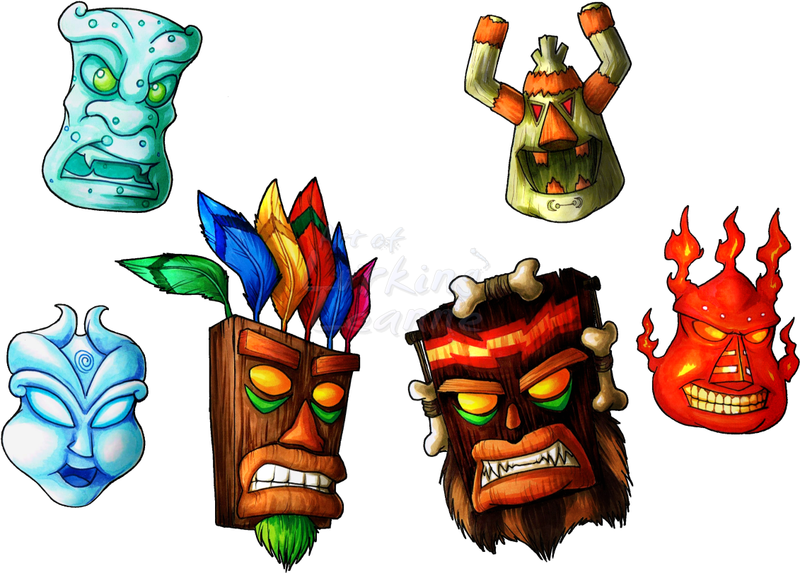 The Spiritual Masks By Lurking-leanne - Uka Uka And Aku Aku (1201x833)