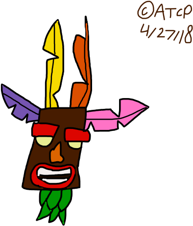Aku Aku Crash Bandicoot Fan Art Male Boy Angelthecyborgpanda - Cartoon (457x532)