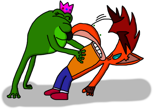 Crash And The Frog By Lilkenarts - Crash Bandicoot Warped Frog (701x477)