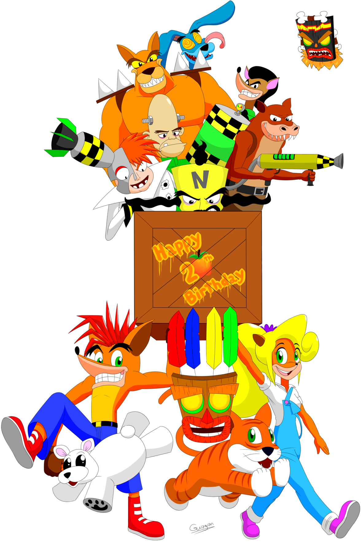 Happy Birthday Crash Bandicoot By Guaguan Happy Birthday - Cartoon (1280x1810)
