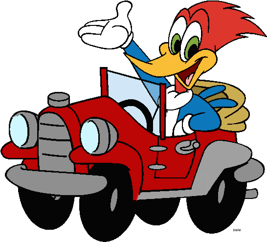 Woody Driving Car - Woody Woodpecker In A Car (549x522)