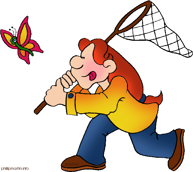 Catching Butterfly Cliparts - Butterfly Net Clipart (648x590)