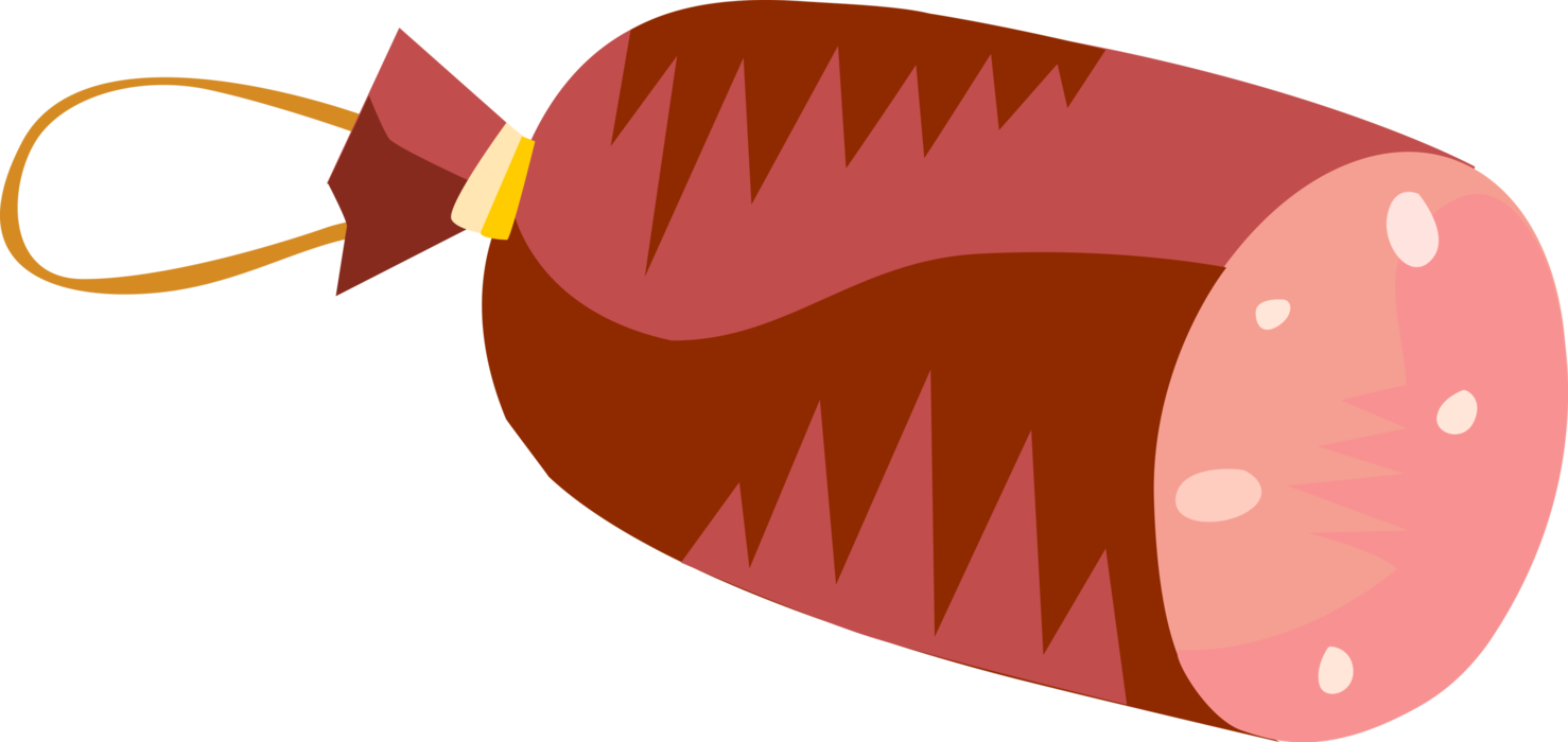 Vector Illustration Of Cold Cuts Salami Cured Sausage - Wurst Clipart (1478x700)