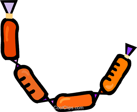 Sausage Links Royalty Free Vector Clip Art Illustration - Sausage Links Royalty Free Vector Clip Art Illustration (480x391)