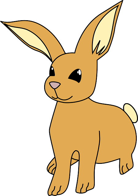 Brown, Happy, Cartoon, Bunny, Animal, Mammal - Animal Clip Art (450x640)