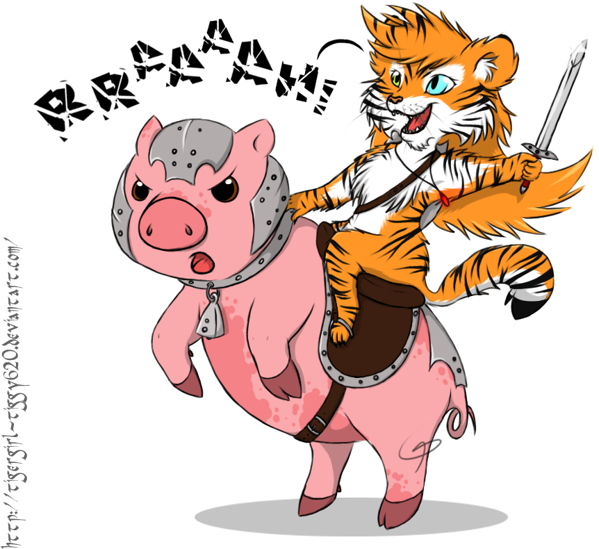 Free Anime Chibi Tiger - Tiger Riding Pig (886x900)