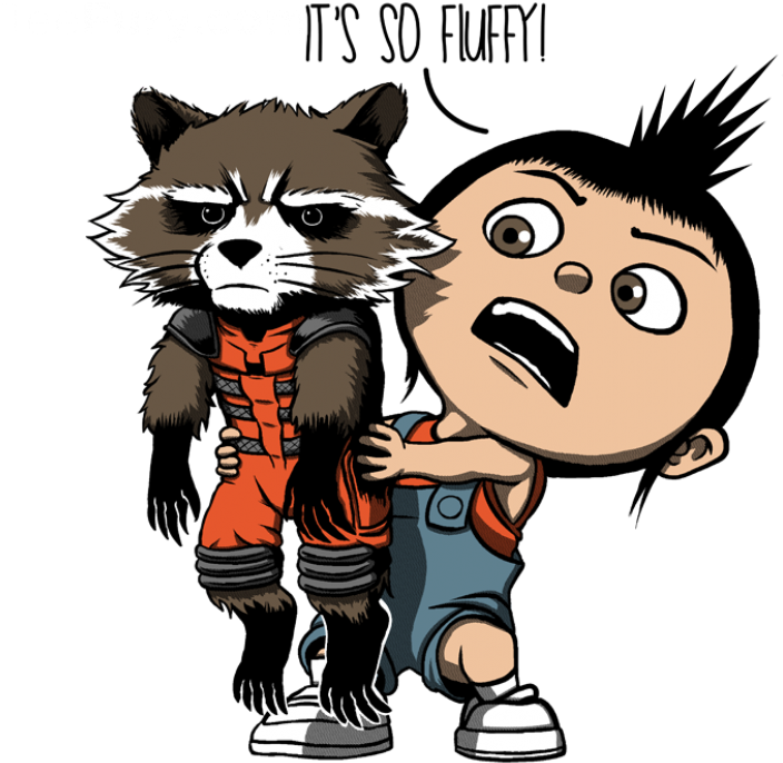 Fluffy Lil Guardian By Looneycartoony Found On Teefury - Guardians Of The Galaxy Rocket Anime (799x706)
