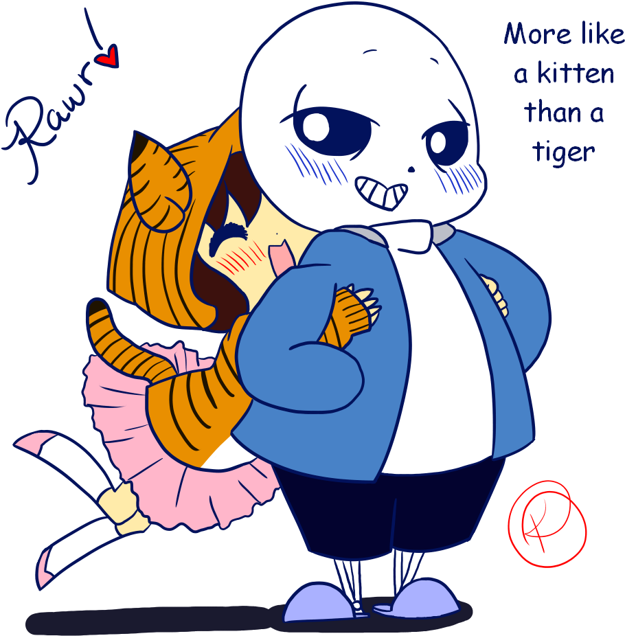 Undertale Sans Frisk Tiger Tiger Hoodie Sansxfrisk - Cartoon (1000x1000)