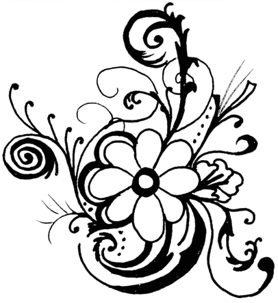 Flowers Clip Art Black And White Border (406x443)