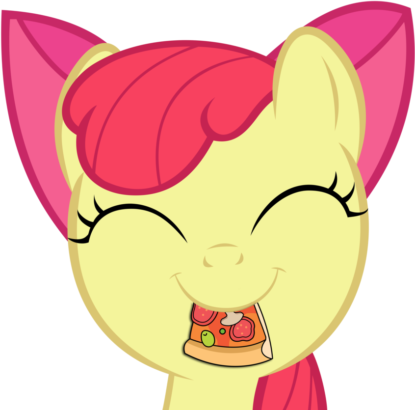 Applebloom Eating A Yummy Pizza By Midnight-star234 - Mlp Apple Bloom Sad (894x894)