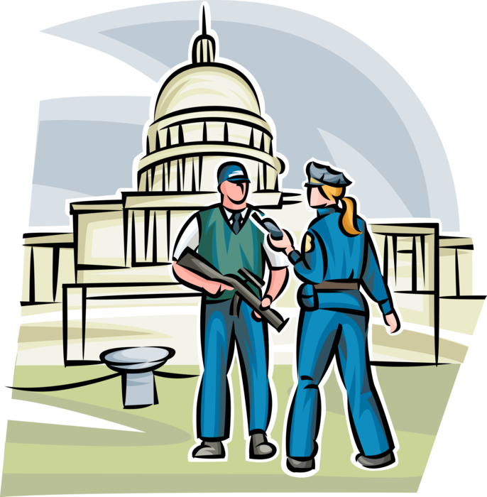 Vector Illustration Of Heavily Armed Homeland Security - Illustration (686x700)
