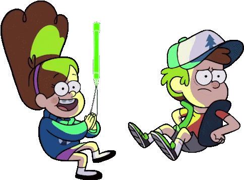 Transparent Plane Crashing Gif Clipart - Mabel With Glow Stick Gif Transparent (500x385)