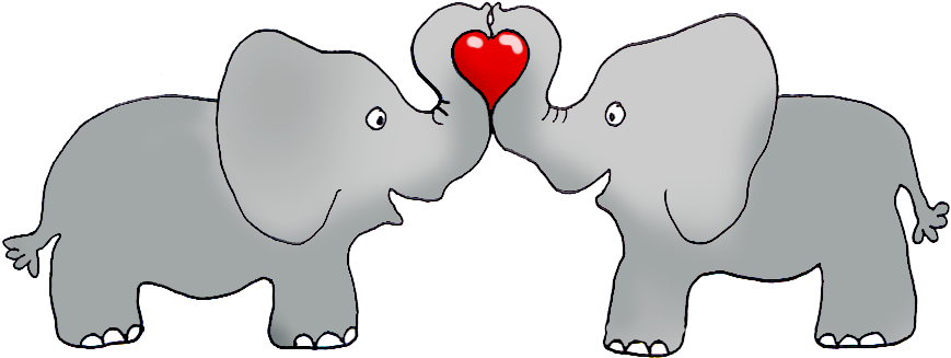 Elephant Clipart Valentine - Valentines Day Elephant Clip Art (892x366)