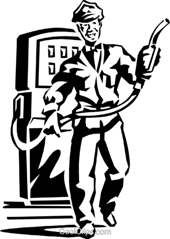 Service Station Employee Royalty Free Vector Clip Art - Retro Clip Art Free (341x480)