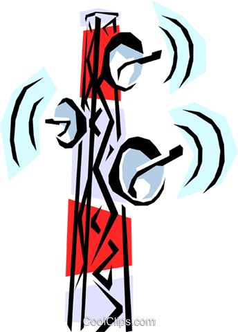 Microwave Tower Royalty Free Vector Clip Art Illustration - Radio Tower (344x480)