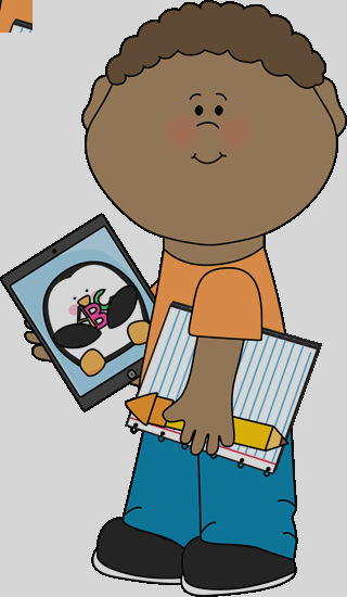 Mobile Devices In Esl On Emaze Work On Ipad Clipart - Boy With Books Clipart (320x550)