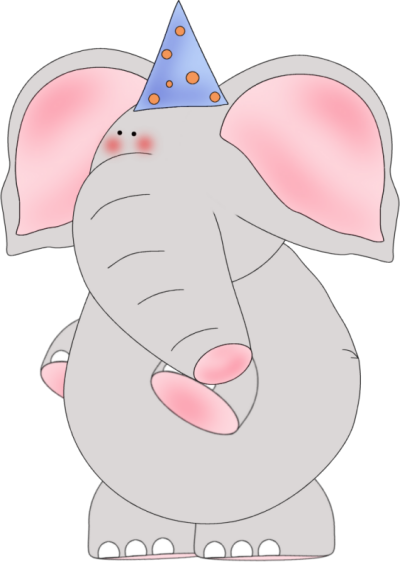 Elephant In A Party Hat - Elephant With Party Hat (400x562)