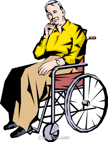 Wheelchair Elderly Clipart - Man On A Wheelchair (367x480)