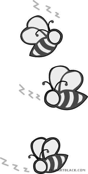 Buzzing Bee Animal Free Black White Clipart Images - Clipart Bees Black And White (300x593)