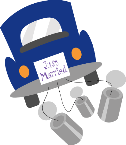 Blue Car Clipart Something Blue - Just Married Clipart Transparent (412x476)