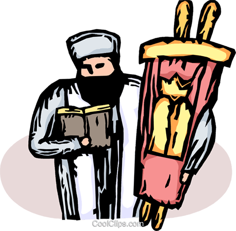 Rabbi With The Torah Royalty Free Vector Clip Art Illustration - Clip Art (480x470)