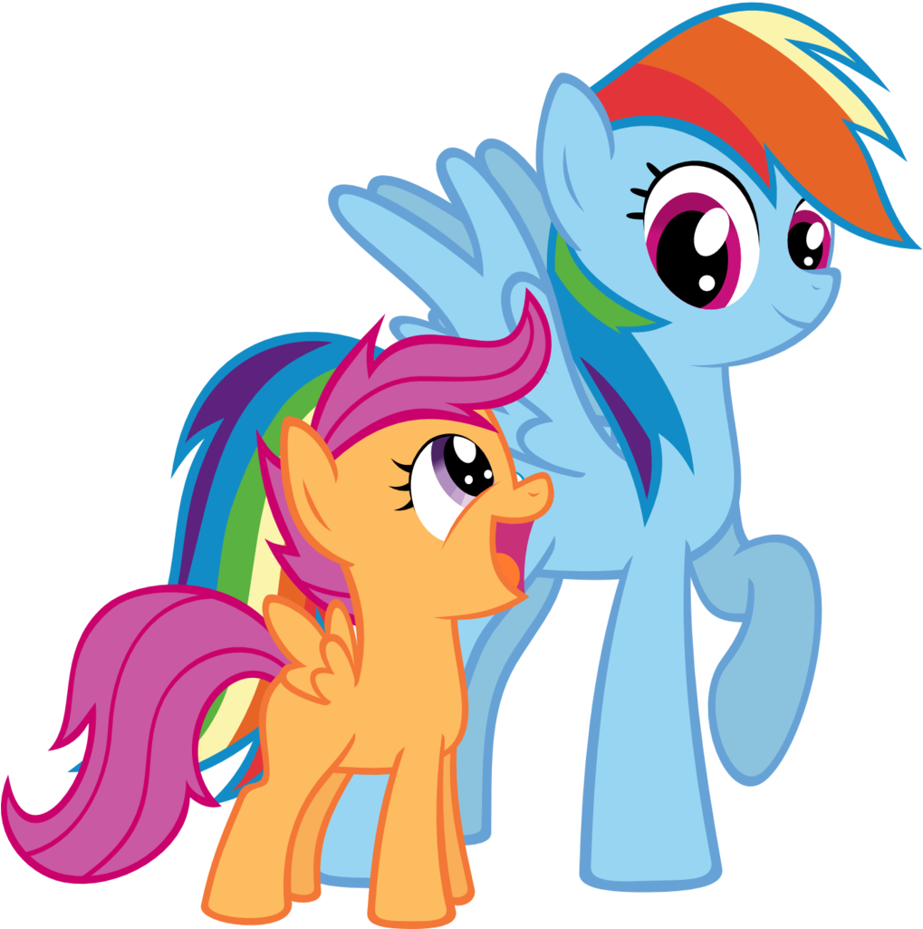 My Little Pony Scootaloo And Rainbow Dash Kiss - Rainbow Dash And Scootaloo (1024x1047)
