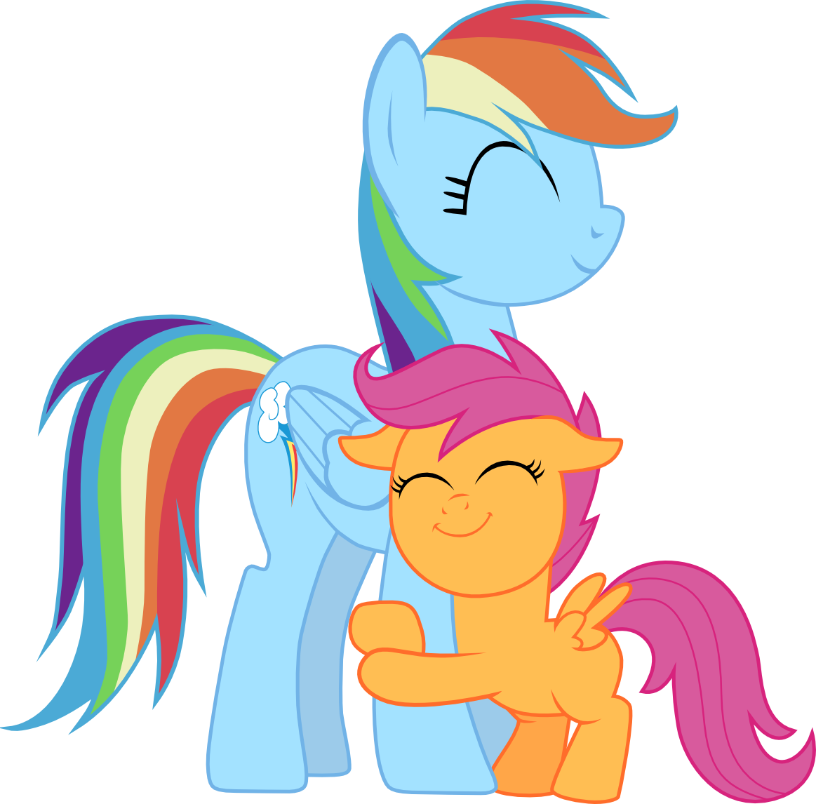 My Little Pony Scootaloo And Rainbow Dash Kiss - Rainbow Dash And Her Sister (1163x1146)