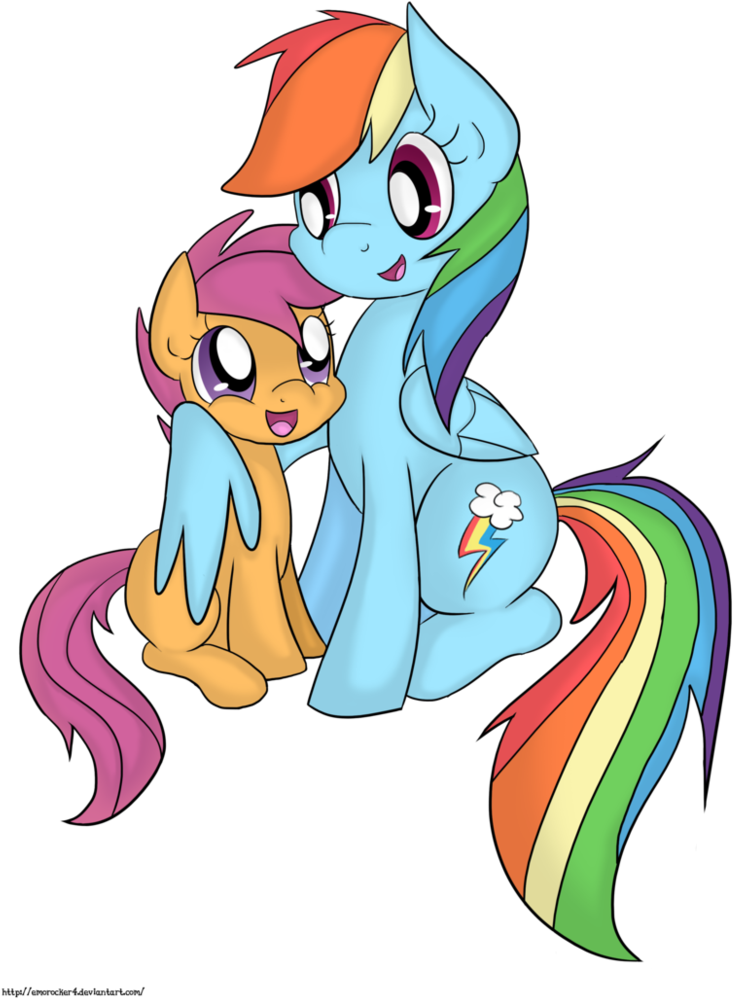 Rainbow Dash And Scootaloo By Leslers - Rainbow Dash And Scootaloo Cute Gifs (778x1028)