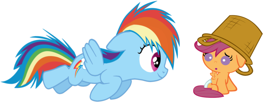 Filly Rainbow Dash And Baby Scootaloo By Rainbowsstar - Baby Scootaloo And Rainbow Dash (1024x547)