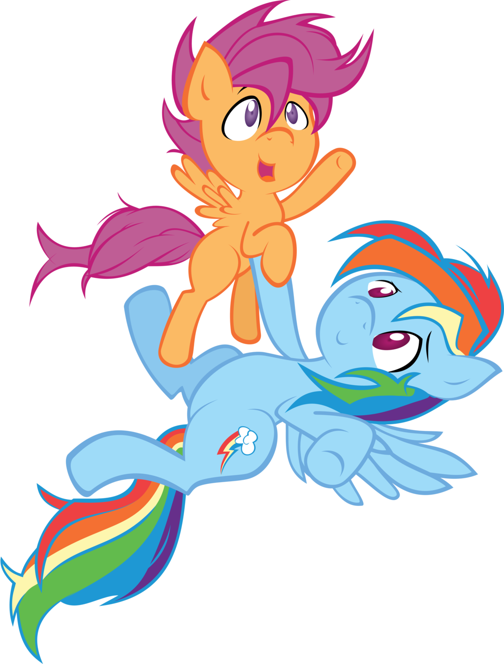Rainbow Dash And Scootaloo Colored By Iamadinosaurrarrr - Mlp Rainbow Dash And Scootaloo Fan Made (1024x1348)