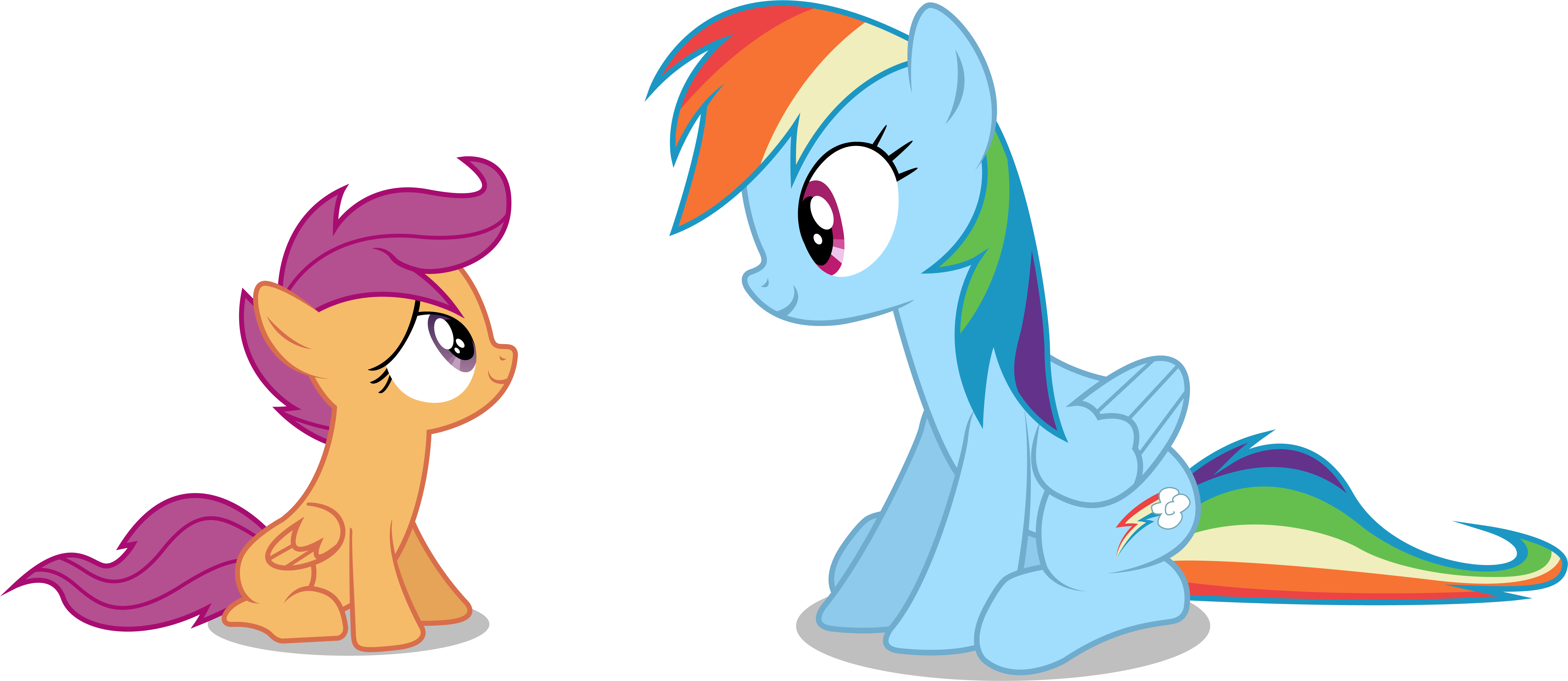 My Little Pony Scootaloo And Rainbow Dash Kiss - Rainbow Dash (6820x3000)