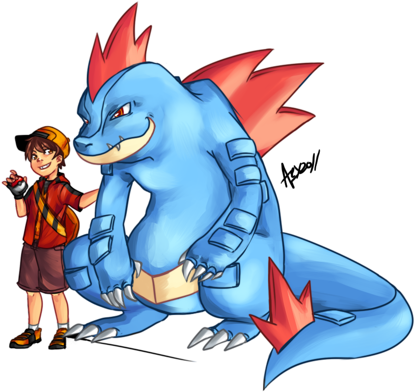 Digital Art Deviantart Fan Art - Pokemon Ethan And Feraligatr (857x820)