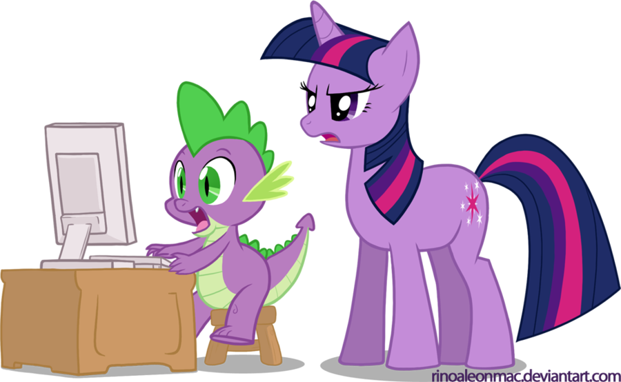Spike And Twilight Sparkle By Rinoaleonm - Applejack And Rainbow Dash (900x554)