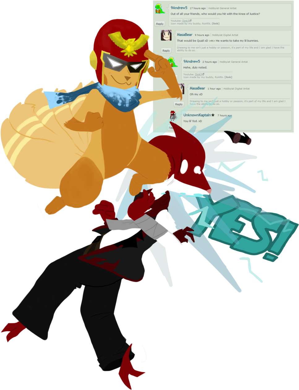 Masa's Knee Of Justice By 9andrew5 Masa's Knee Of Justice - Cartoon (1024x1284)