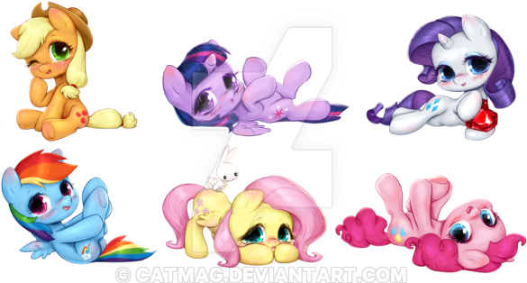 My Little Pony Mane 6 Chibi By Catmag - Chibi My Little Pony (600x320)