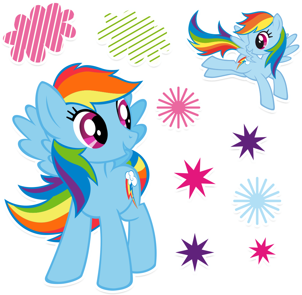 My Little Pony Rainbow Dash Wall Decals Scenes 10 Pieces, - Happy Birthday My Little Pony (1048x1051)
