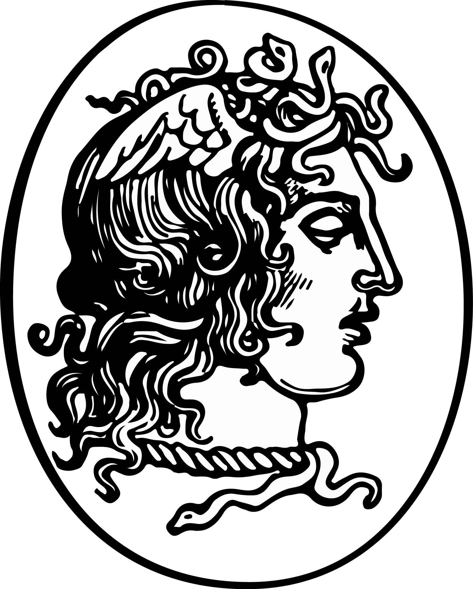 Greek Mythology, Medusa, Snake, Public Domain, Jellyfish, - Mythology Clipart Black And White (1587x1975)