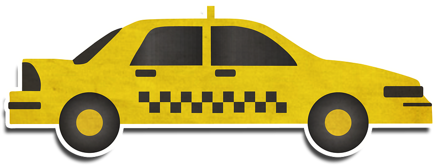 Ny, New York, Taxicab, Taxi, Downtown - Taxi Png (876x340)