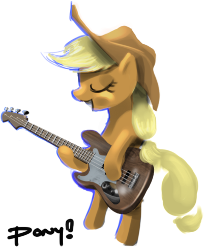 Ponyrake, Bipedal, Eyes Closed, Guitar, Pony, Safe, - Cartoon (400x507)