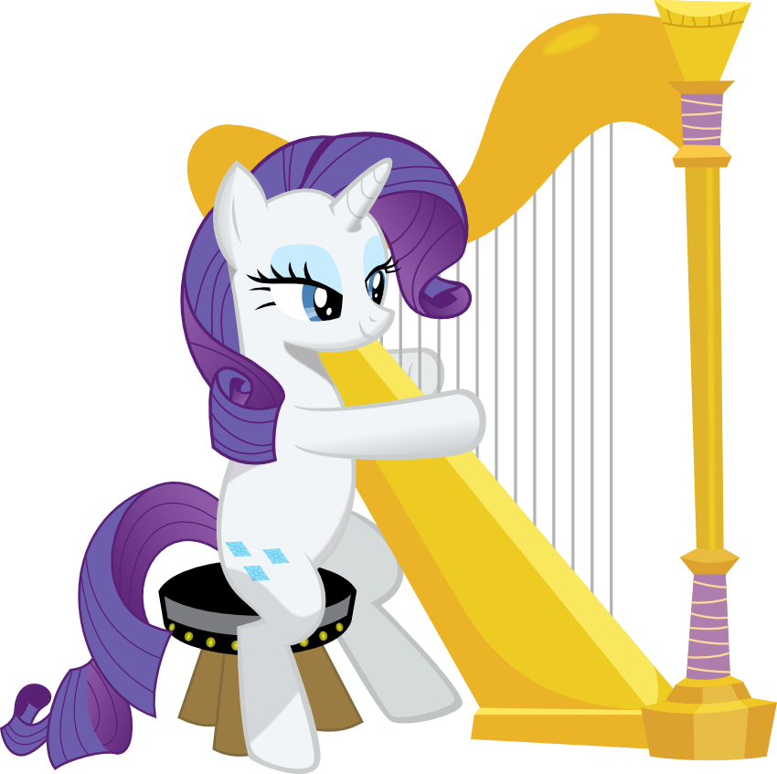 Rarity Playing A Harp By Buckethelm - Mlp Harp (850x847)