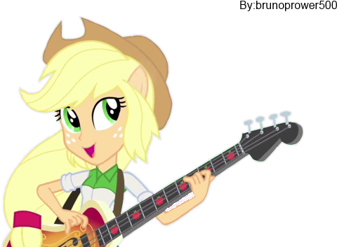 Brunoprower500, Bass Guitar, Equestria Girls, Ponied - Applejack (640x360)